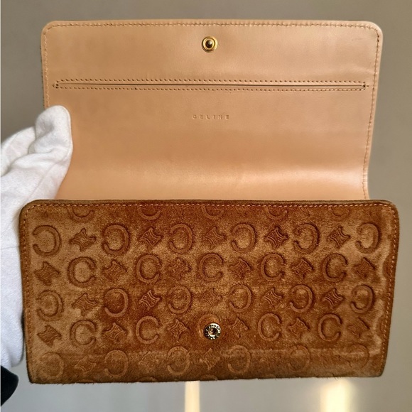 CELINE C Macadam Suede Long Wallet Gold Hardware Tan Brown - Picture 3 of 16